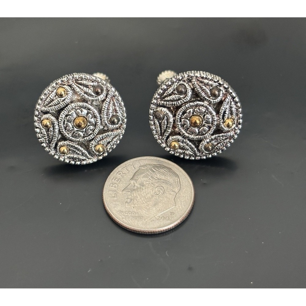 Vintage Napier Earrings Gold Silver Tone Screw On 80s 90s Glam Chic Elegant